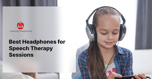 Child using headphones during speech therapy sessions to enhance learning and focus.