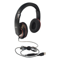 Thumbnail for Califone 2021AV-USB headphones for education with inline volume control and USB plug, ideal bulk school headphones.