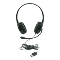 Thumbnail for Califone KH-08GUSB BK On-Ear Headset with gooseneck mic, ideal for bulk school headphones and education settings.