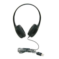 Thumbnail for Califone KH-08MUSB On-Ear Headset with In-line Mic featuring a USB connection for easy plug-and-play use.