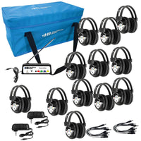 Thumbnail for Wireless Listening Center - 12 Wireless Station with Case includes 12 headphones, transmitter, and durable carrying case.