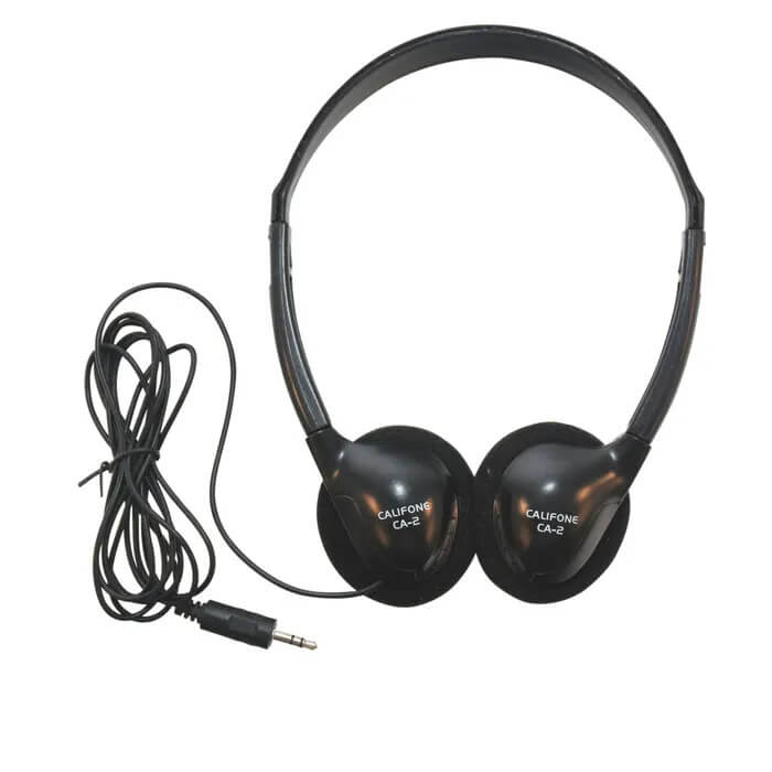 Califone CA-2 Lightweight On-Ear Headphone, 3.5mm Plug, Black