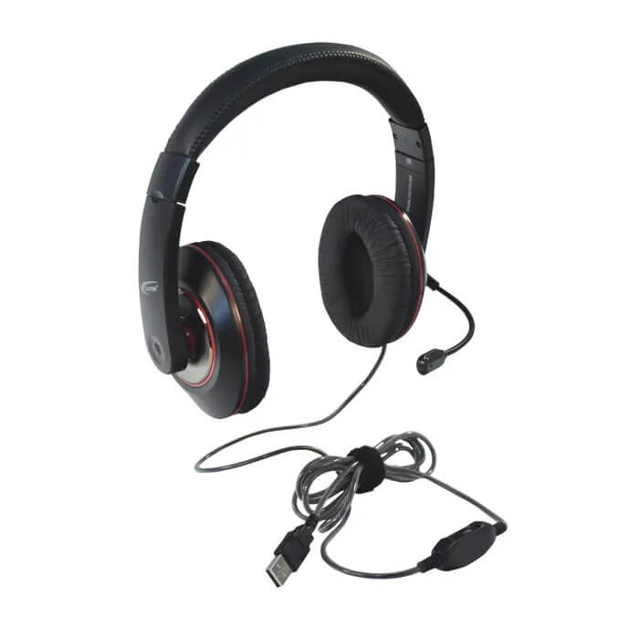 Califone 2021MUSB Deluxe Stereo Headset with Ambidextrous Gooseneck Microphone, USB Plug
