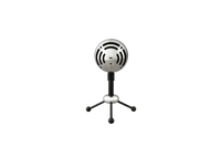 Thumbnail for Logitech Blue Snowball USB microphone on stand, ideal for podcasting, music, and video streaming.