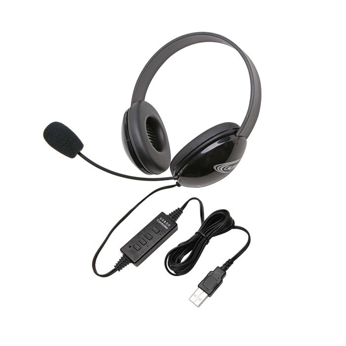 Listening First Stereo Headset - Black - USB Plug - Learning Headphones