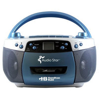 Thumbnail for AudioStar USB MP3 CD Cassette Boombox from HamiltonBuhl in blue design with dual speakers and controls.