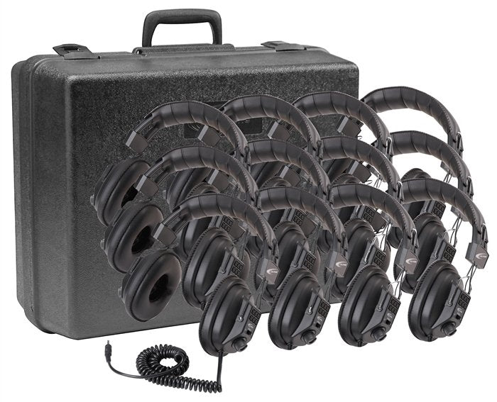 Switchable Stereo-Mono Headphone - 12 Pack - with Case - Learning Headphones