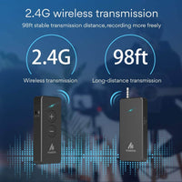 Thumbnail for 2.4G wireless transmission system with 98ft range for stable audio recording, ideal for remote teaching and vlogging.