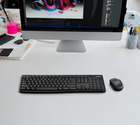 Thumbnail for Logitech MK270 wireless keyboard and mouse on a desk, ideal for comfortable office use and productivity.