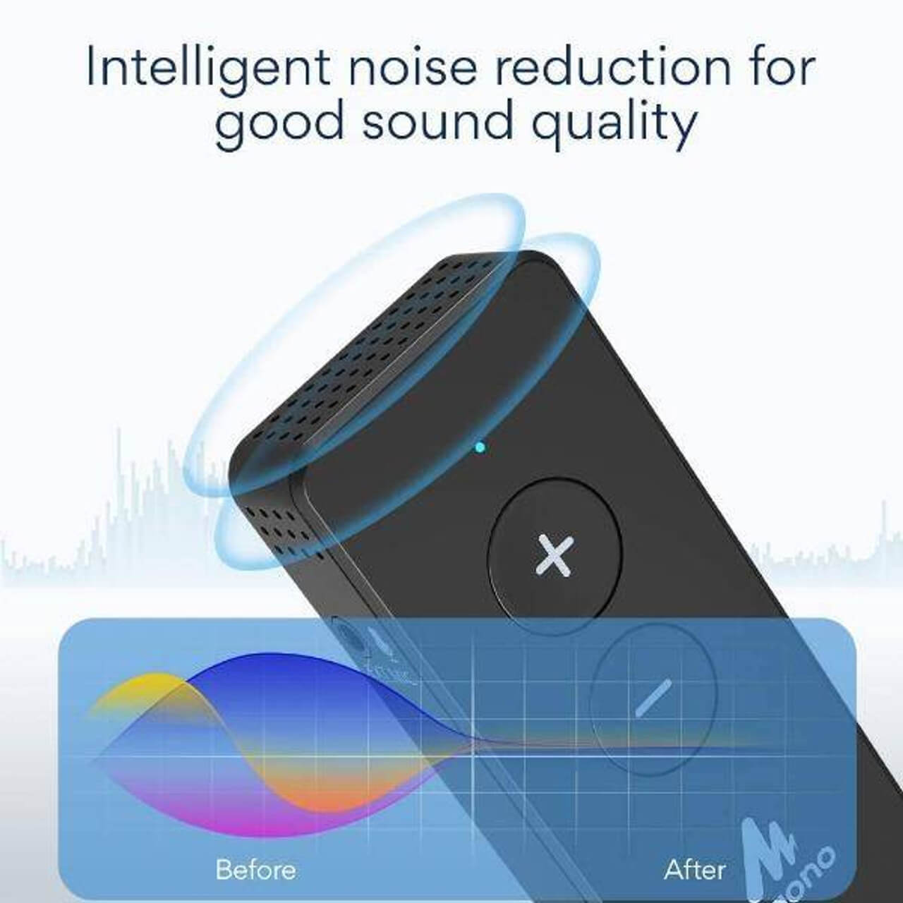 Image showcasing intelligent noise reduction technology for superior sound quality in audio devices.