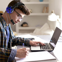 Thumbnail for Student using school headphones while studying on a laptop, highlighting headphones for education.