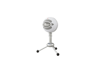 Thumbnail for Logitech Blue Snowball USB microphone on a stand for podcasting and streaming with studio-quality audio.