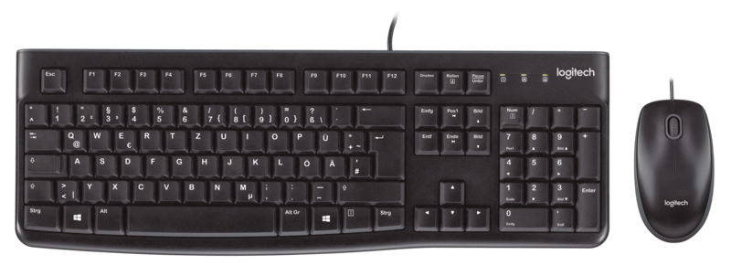 Logitech MK120 USB keyboard and mouse combo, durable and comfortable for everyday use and education.