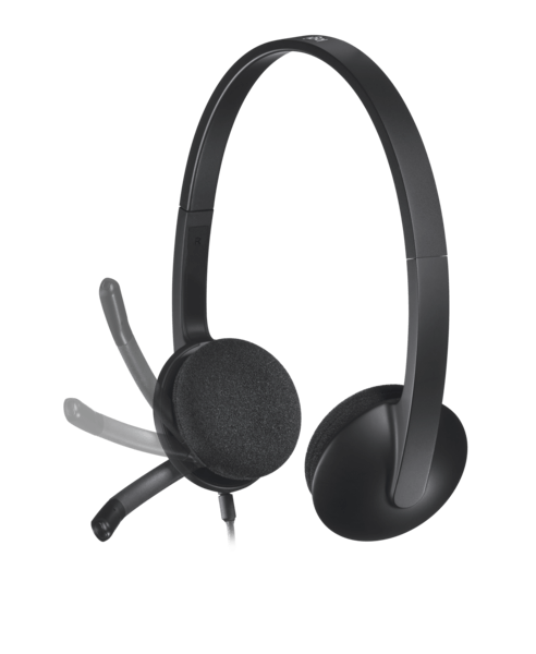 Logitech H340 USB headset, comfortable fit for education, ideal bulk school headphones for calls and music.