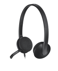 Thumbnail for Logitech H340 USB headset with noise canceling mic, ideal for school headphones and audio clarity.