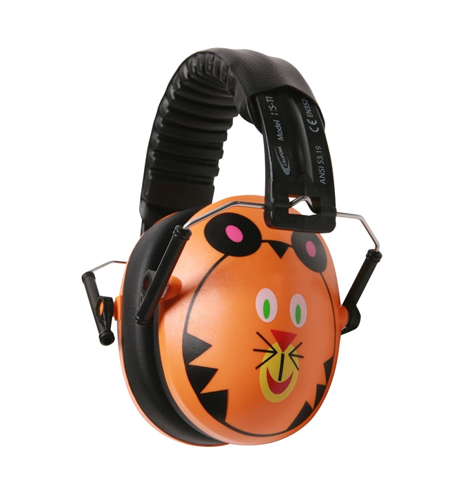 Hush Buddy Hearing Protector for kids with tiger design, perfect bulk school headphones for students.