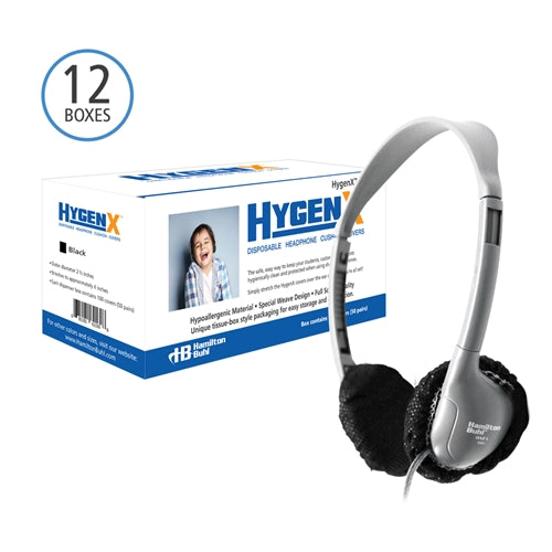 HygenX disposable ear cushion covers in bulk for school headphones, perfect for classrooms and educational environments.