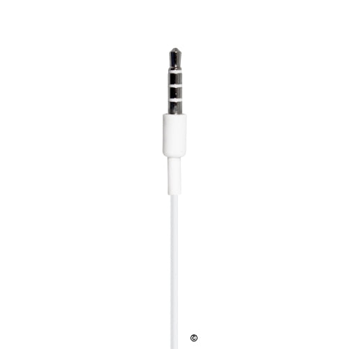 Close-up of Apple-compatible headphone jack connector for bulk school headphones and audio devices.
