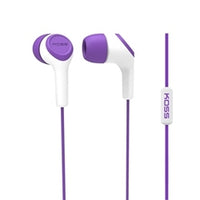 Thumbnail for Noise-isolating school earbuds with mic in purple and white design, perfect for educational environments.