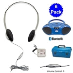 HB 6 Person Bluetooth Listening Center with headphones, ideal for bulk school headphones and education settings.
