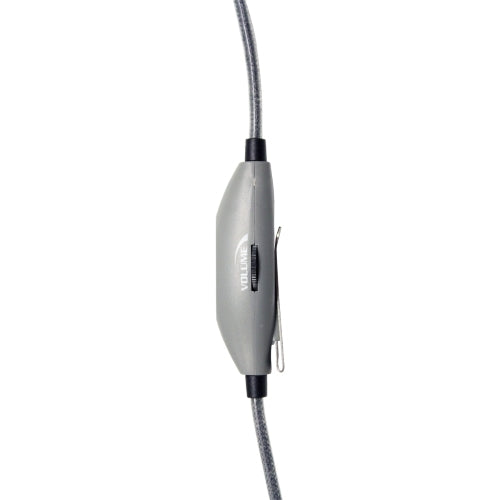 Volume control on school headphones for personalized audio experience in classrooms and educational settings.