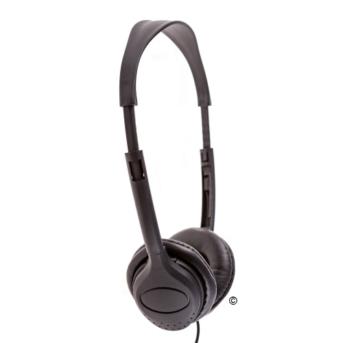 Bulk school headphones with cushioned ear cups, ideal for classrooms and educational use.