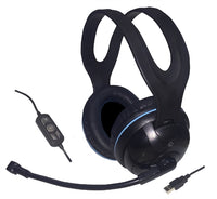 Thumbnail for USB over-ear stereo headset with in-line volume controls, ideal for school headphones and bulk headphone packs.