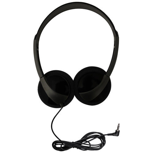 Bulk school headphones from HamiltonBuhl, ideal for education, compatible with various devices, pack of 100.