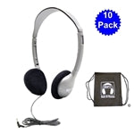 Thumbnail for Sack-O-Phones 10 Pack of HA2 School Headphones with foam earcups and storage sack, ideal bulk school headphones.