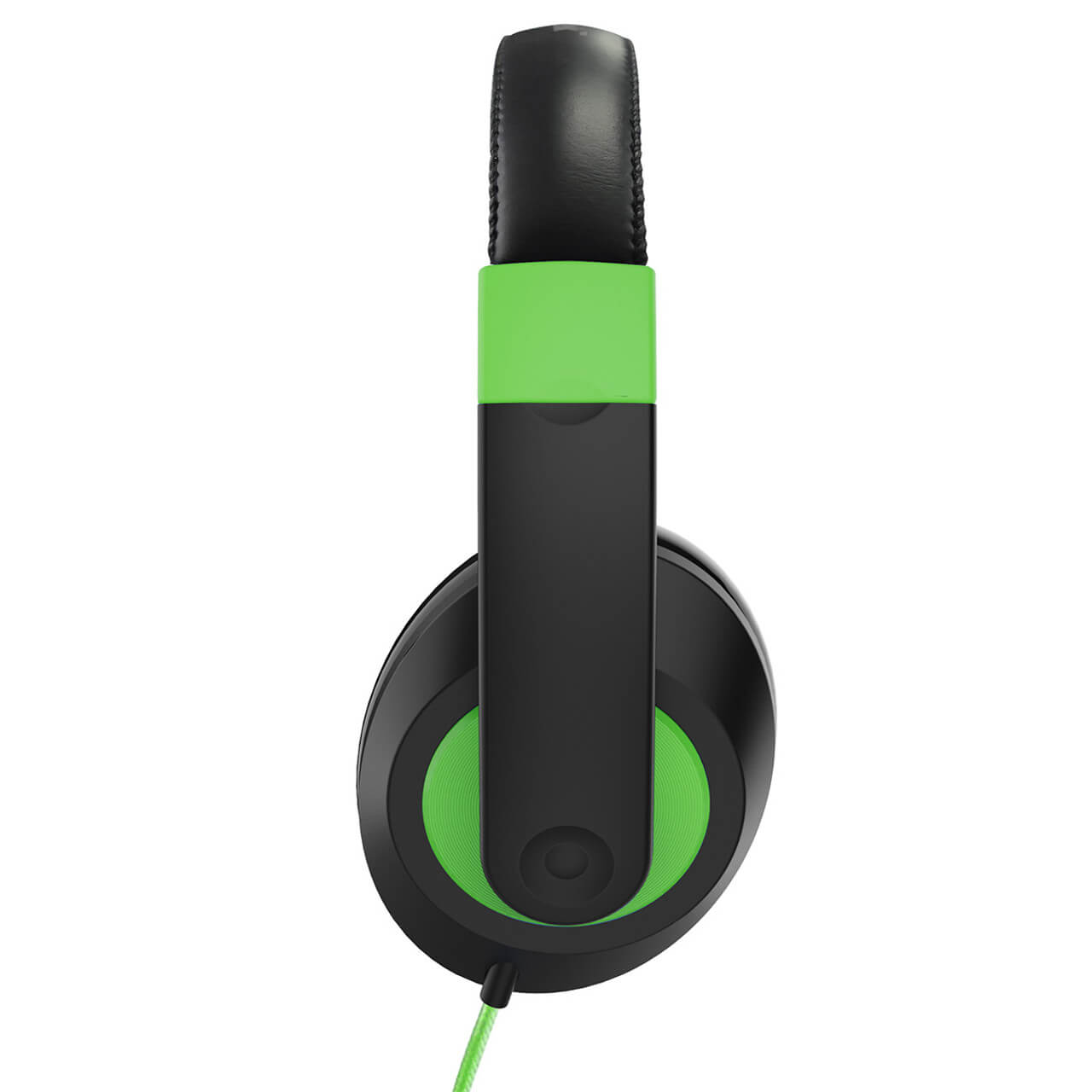 HamiltonBuhl Smart-Trek headphones for school in black with green accents, ideal for bulk purchase for classrooms.