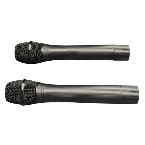 Two wireless microphones for PA systems, ideal for presentations and performances.