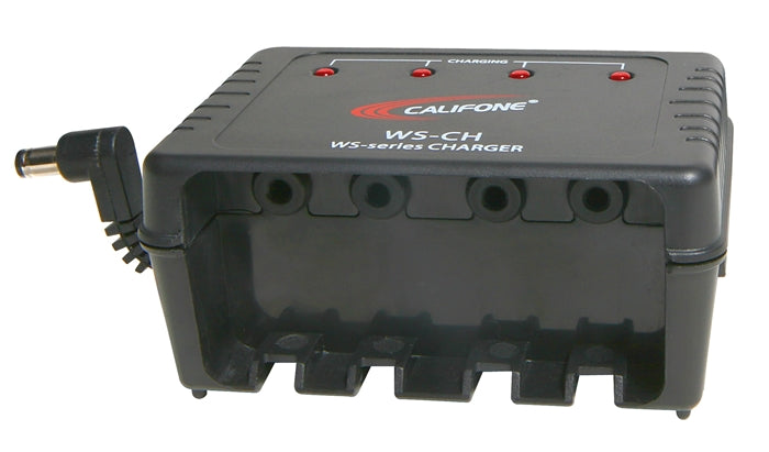 Califone Wireless Audio System Charger for school headphones, charging four units simultaneously for classroom use.