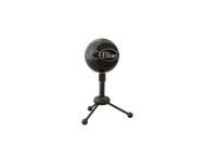 Thumbnail for Logitech Blue Snowball USB microphone on a tripod stand for studio quality audio recording.