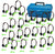 HamiltonBuhl Lab Pack, 24 Personal Headphones in Green (HA2-GRN) in a Carry Case