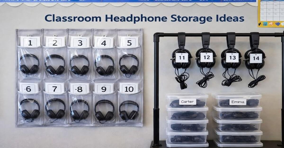 teacher-tested classroom headphone storage ideas