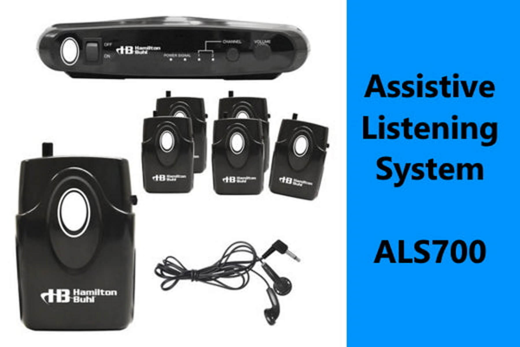 The ALS700 is a wireless assistive listening system that provides amplification and directionality to help make sound clearer, while reducing background noise.