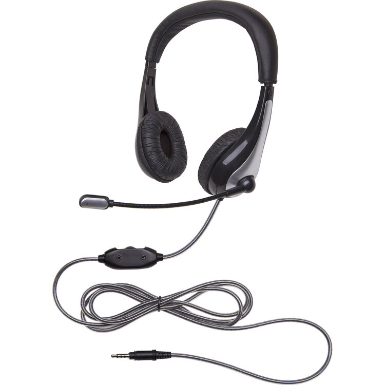 Califone NeoTech Plus On-Ear Headset – 3.5mm TRRS Classroom Headphones with Microphone