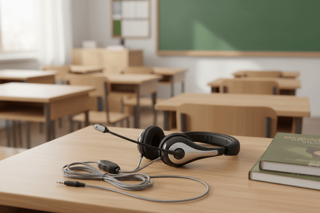 Califone NeoTech Plus On-Ear Headset – 3.5mm TRRS Classroom Headphones with Microphone
