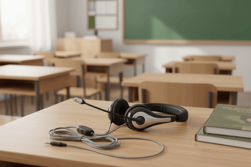 Califone NeoTech Plus On-Ear Headset – 3.5mm TRRS Classroom Headphones with Microphone