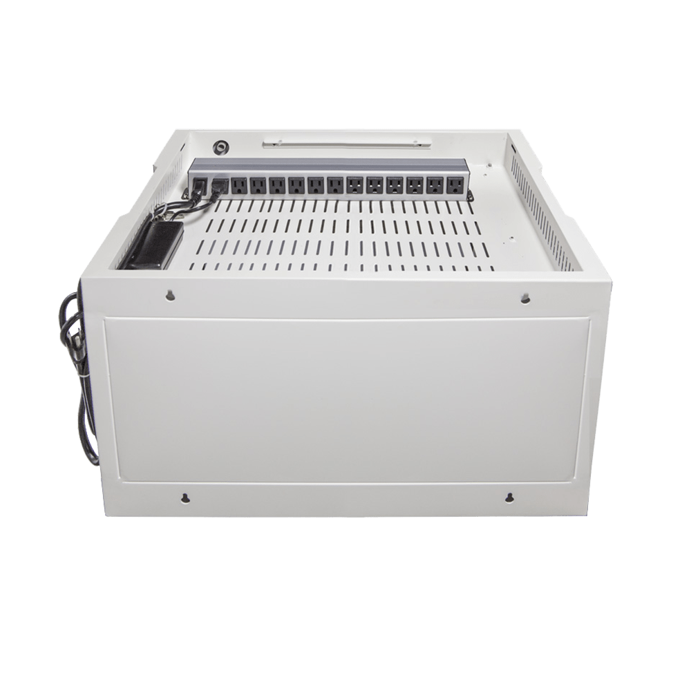 back view of POWRT ACMini 12-bay secure charging cabinet