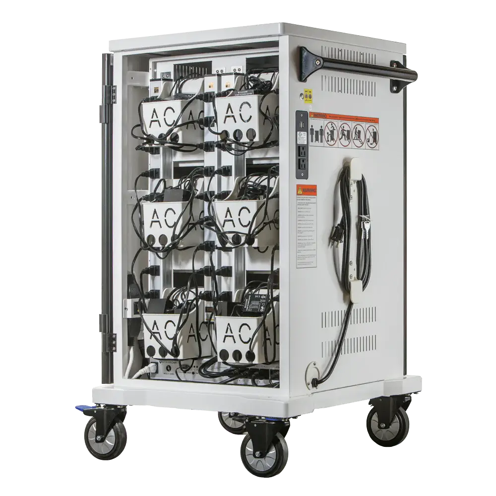 POWRT ACSLIM 36-bay device charging cart with secure locking storage