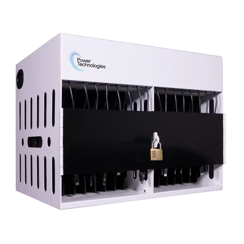 POWRT ACCOMP16 16-bay secure charging cabinet for laptops, tablets, and classroom devices