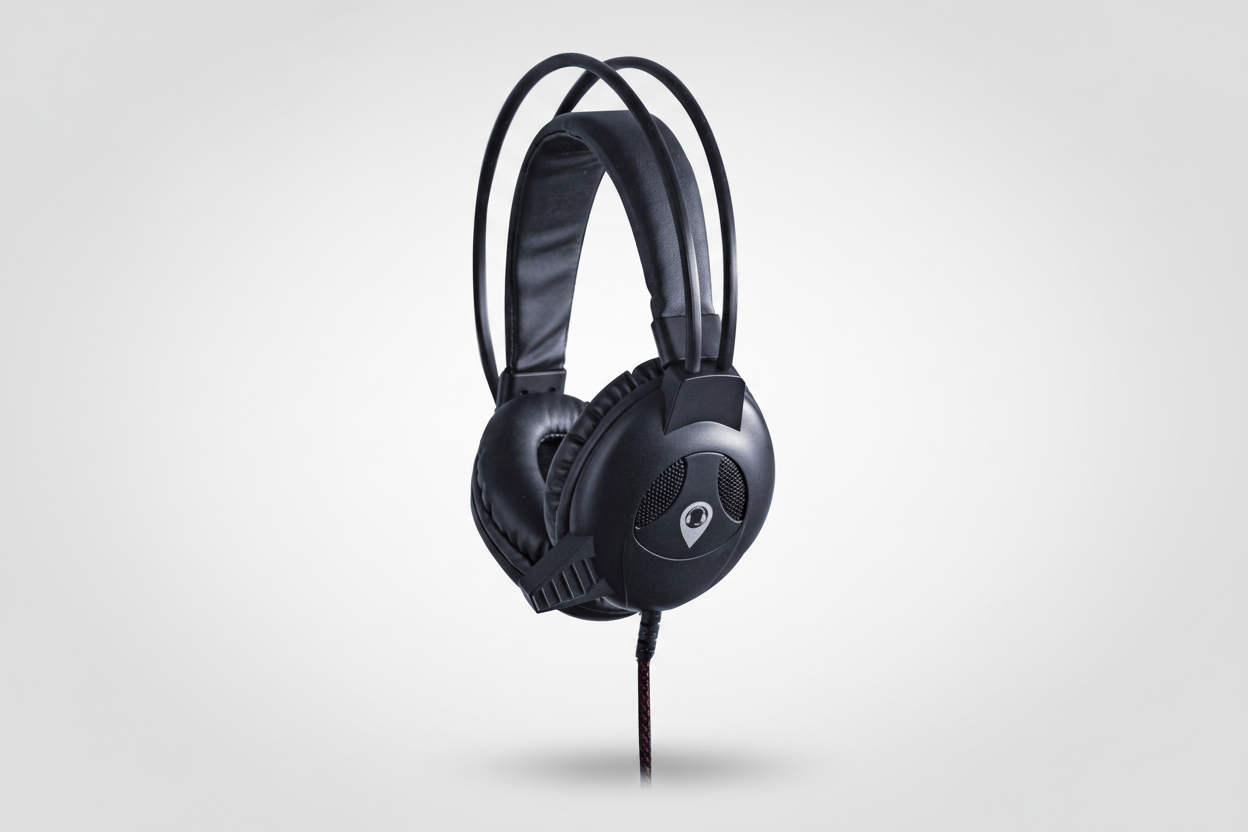 POWRT ACHPMUSBBLK USB Headset with Microphone – Black, On-Ear