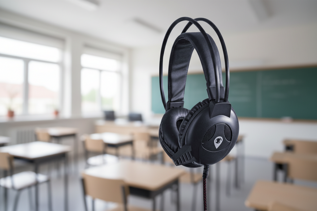 POWRT ACHPMUSBBLK black on-ear USB headset with microphone for computers