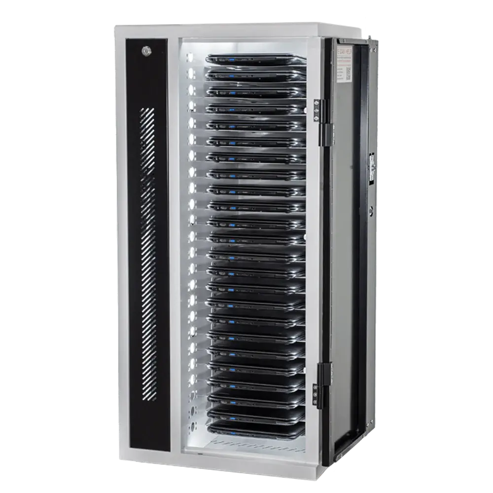 POWRT ACVERT24 secure vertical charging cart for laptops and tablets