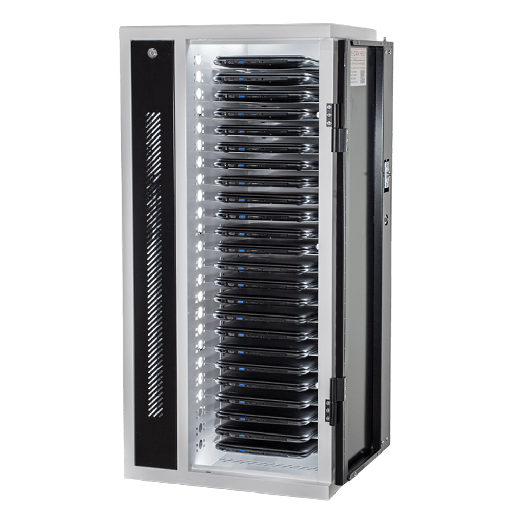 POWRT ACVERT24 secure vertical charging cart for laptops and tablets