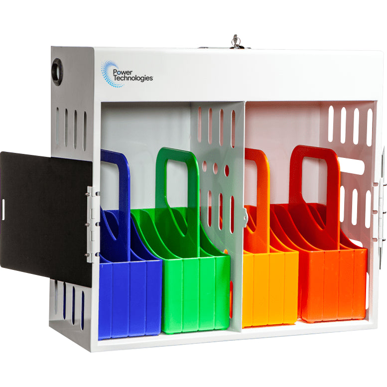 POWRT AC-GO-16 device charging cabinet with carry-out baskets for tablets and laptops