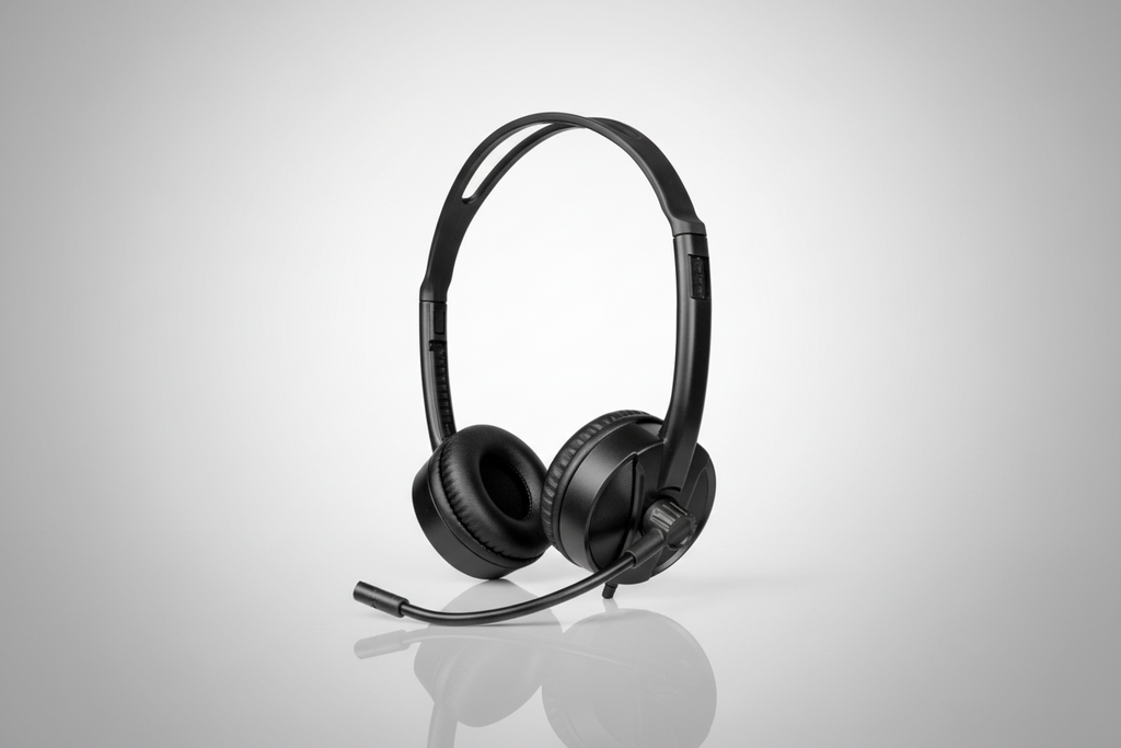 POWRT AC-HPM-USB-MC wired USB headset with boom mic for computers