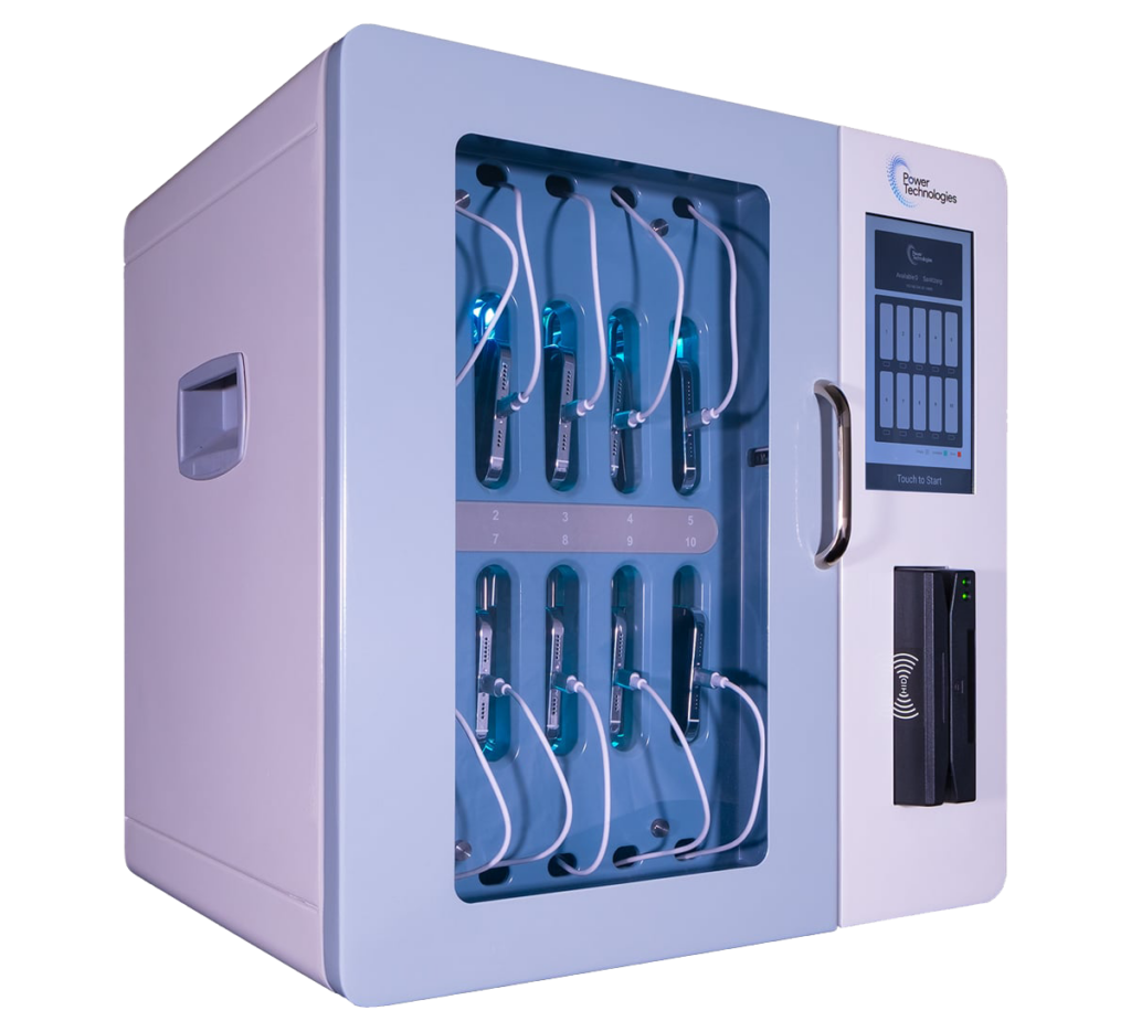 POWRT CABDMSB10RD charging cabinet with 10 bays for smartphones