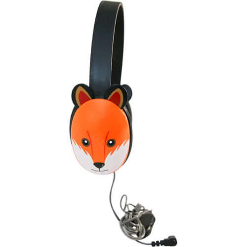 Califone Listening First fox-themed stereo headphones with 2-layered cord for classroom use